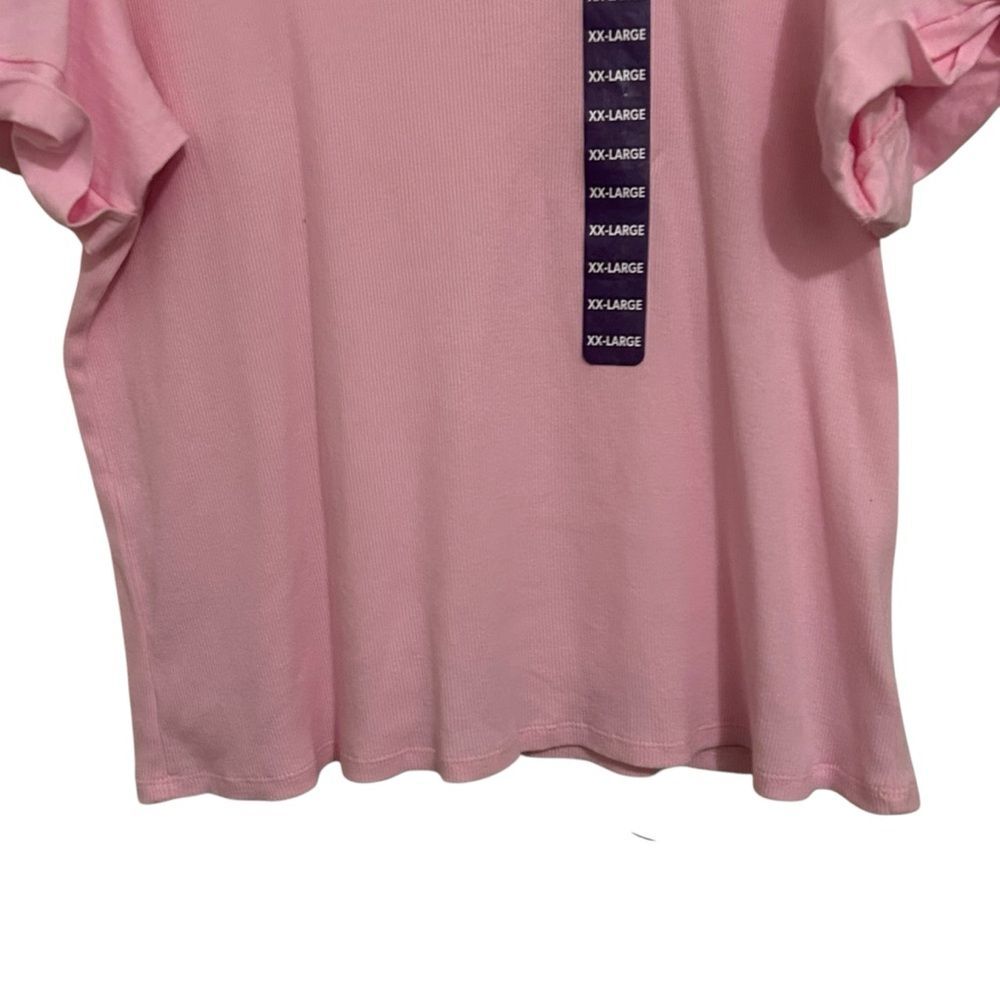 VINCE CAMUTO NWT Women's Pink Peony Short Puff Sleeve Ribbed Top XXL - Picture 5 of 14